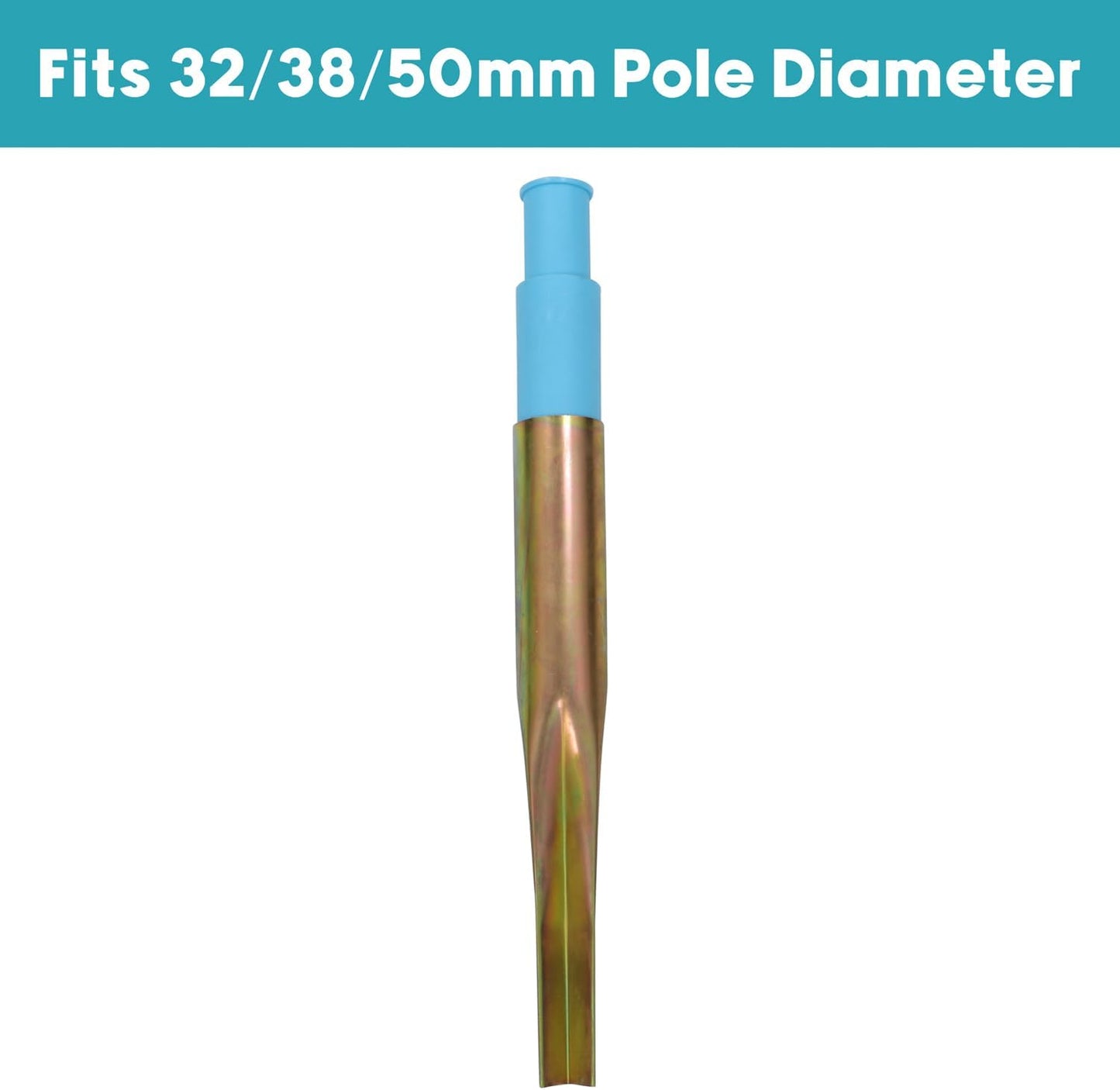 JVL Heavy Duty Multi Fit Ground Soil Spear Spike with Adaptor to fit 32, 38, 50 MM Diameter Poles, Silver, One Size