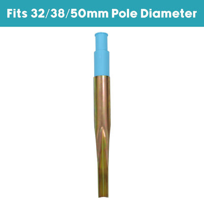 JVL Heavy Duty Multi Fit Ground Soil Spear Spike with Adaptor to fit 32, 38, 50 MM Diameter Poles, Silver, One Size