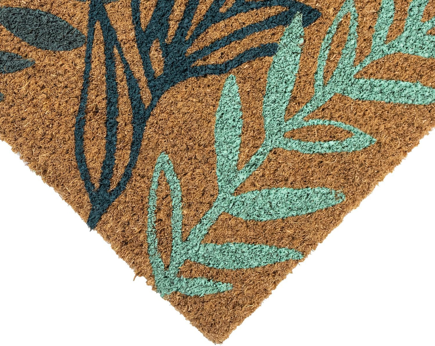 JVL Latex Backed Coir Doormat, 40x60cm - Welcome Leaves