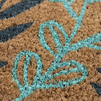 JVL Latex Backed Coir Doormat, 40x60cm - Welcome Leaves