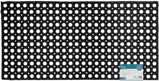 JVL Rondo Rubber Ring Heavy Duty Outdoor Contract Door Mat, Black, 50 x 100 cm
