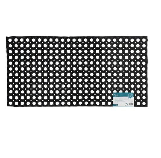 JVL Rondo Rubber Ring Heavy Duty Outdoor Contract Door Mat, Black, 50 x 100 cm