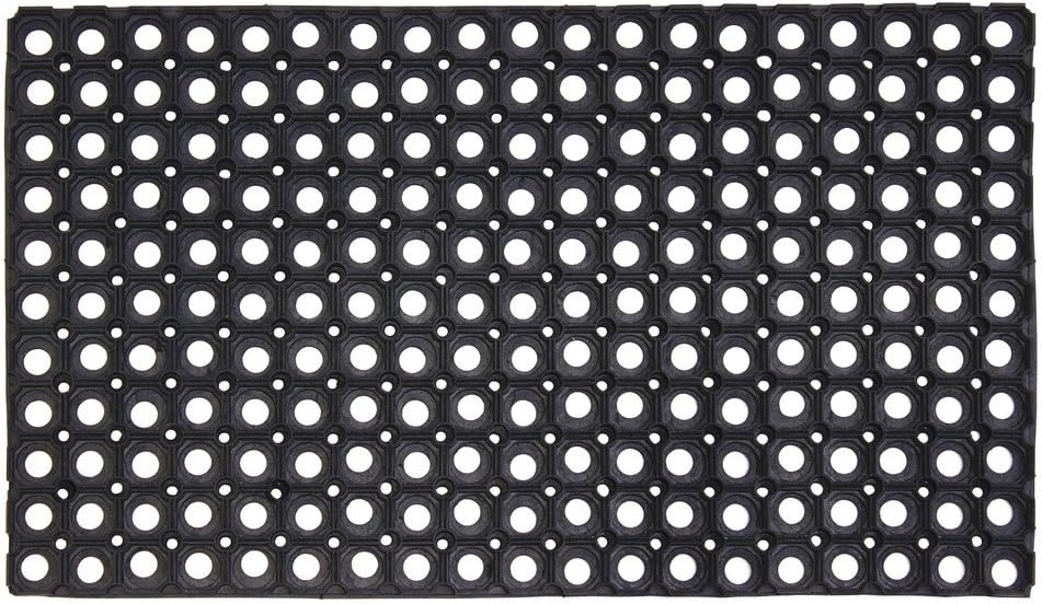 JVL Rondo Rubber Ring Heavy Duty Outdoor Contract Door Mat, Black, 50 x 100 cm