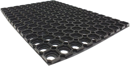 JVL Rondo Rubber Ring Heavy Duty Outdoor Contract Door Mat, Black, 50 x 100 cm