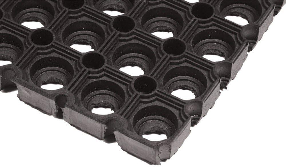 JVL Rondo Rubber Ring Heavy Duty Outdoor Contract Door Mat, Black, 50 x 100 cm