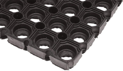 JVL Rondo Rubber Ring Heavy Duty Outdoor Contract Door Mat, Black, 50 x 100 cm