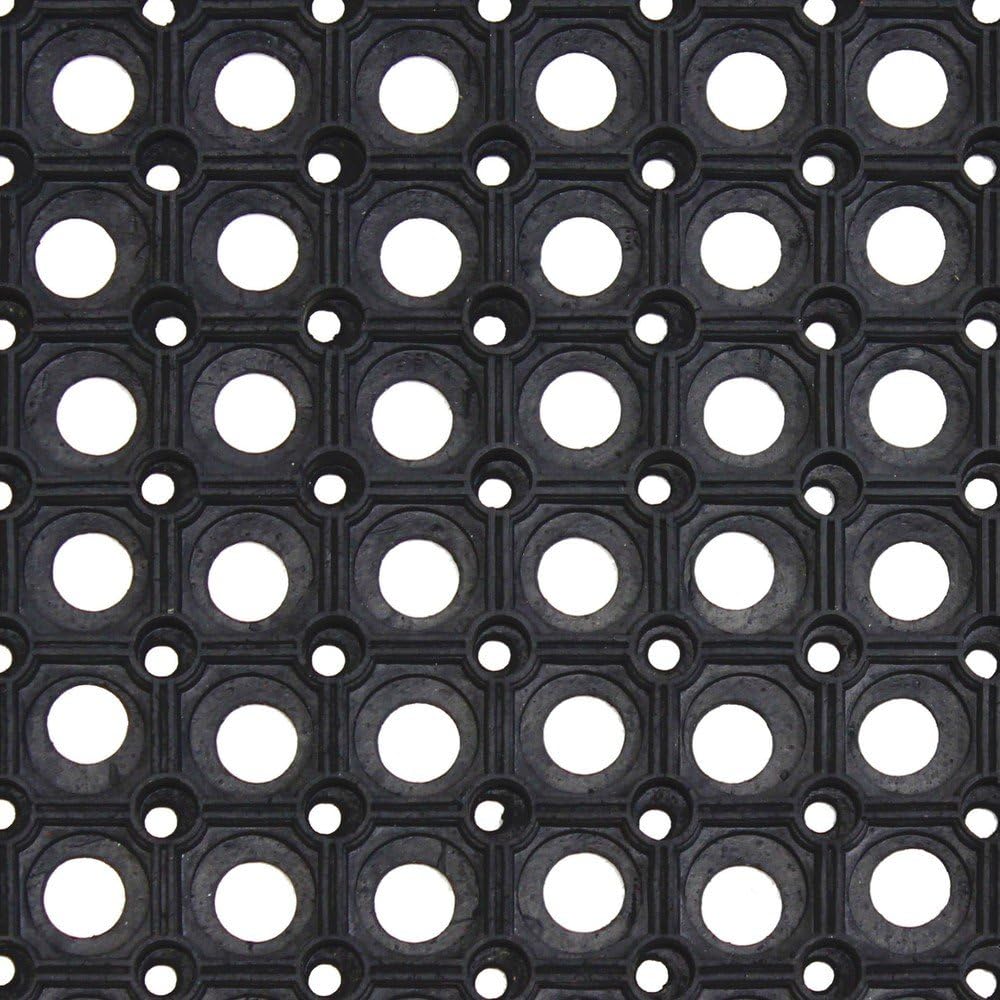 JVL Rondo Rubber Ring Heavy Duty Outdoor Contract Door Mat, Black, 50 x 100 cm