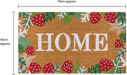 JVL Eco-Friendly Latex Backed Coir Entrance Doormat, 40x70cm - Strawberry Fields