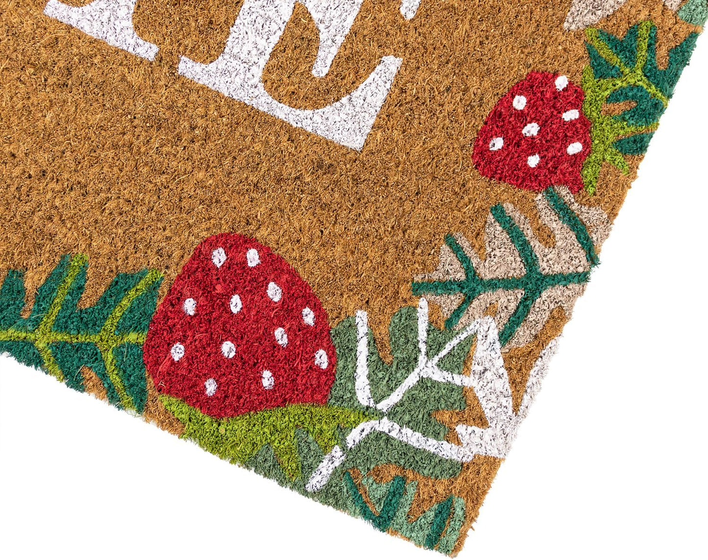 JVL Eco-Friendly Latex Backed Coir Entrance Doormat, 40x70cm - Strawberry Fields
