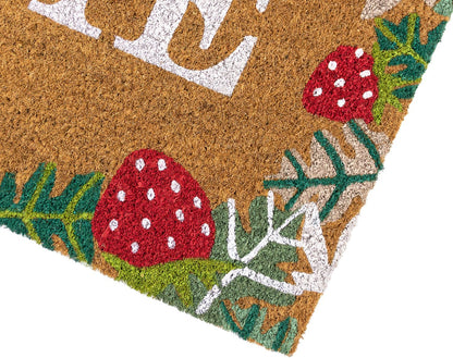JVL Eco-Friendly Latex Backed Coir Entrance Doormat, 40x70cm - Strawberry Fields