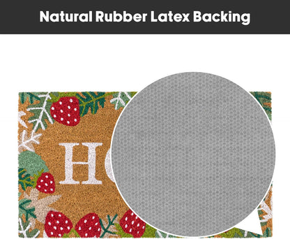 JVL Eco-Friendly Latex Backed Coir Entrance Doormat, 40x70cm - Strawberry Fields