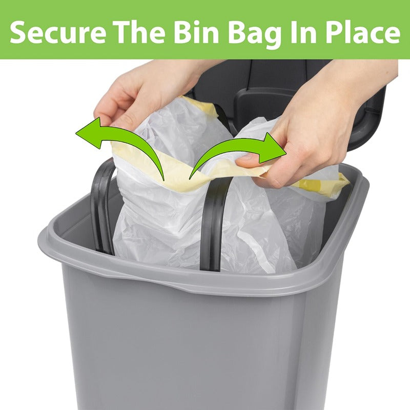JVL Slim Plastic Lidded Foot Pedal Waste Bin, Grey