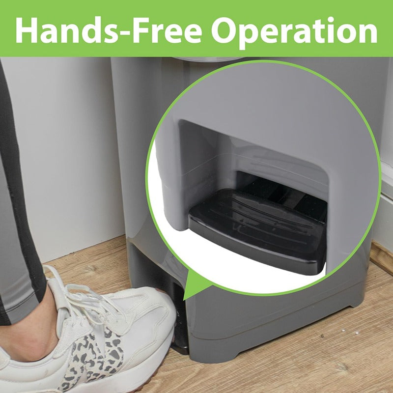 JVL Slim Plastic Lidded Foot Pedal Waste Bin, Grey