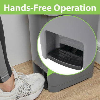 JVL Slim Plastic Lidded Foot Pedal Waste Bin, Grey