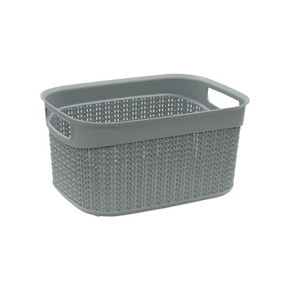 JVL Knit Design Loop 9L Plastic Storage Basket Colour: Grey