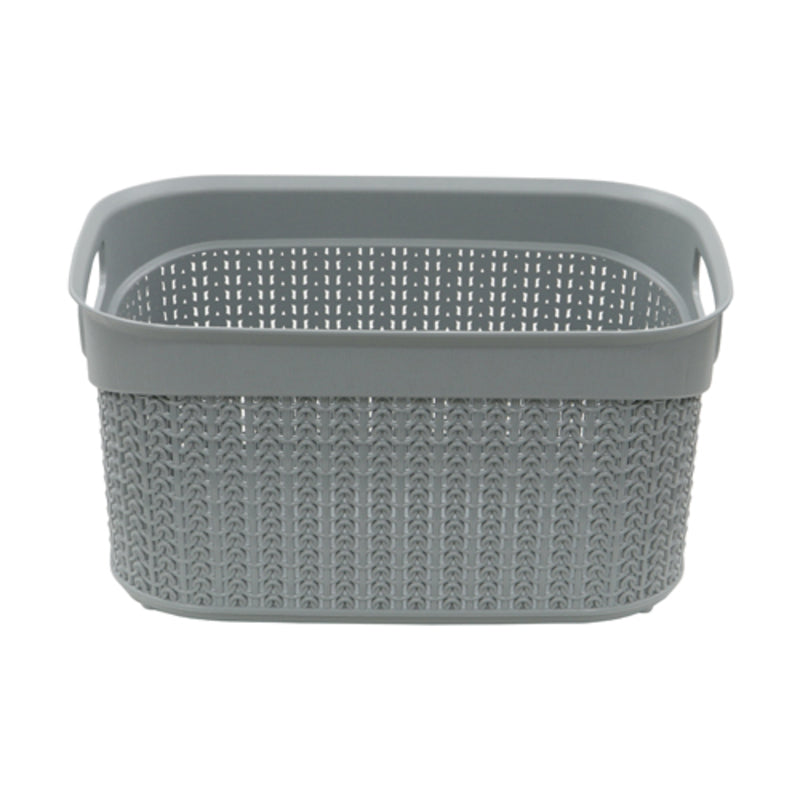 JVL Knit Design Loop 9L Plastic Storage Basket Colour: Grey