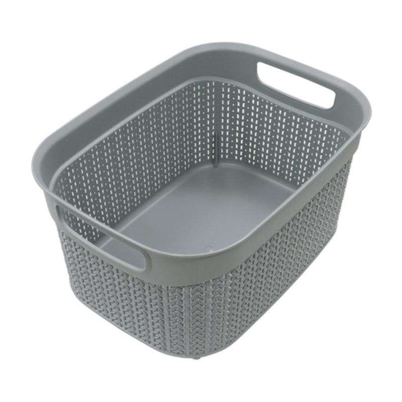 JVL Knit Design Loop 9L Plastic Storage Basket Colour: Grey