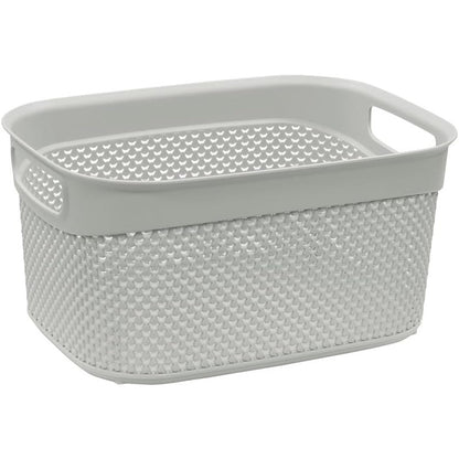 JVL Droplette Plastic Storage Basket, Ice Grey 9L