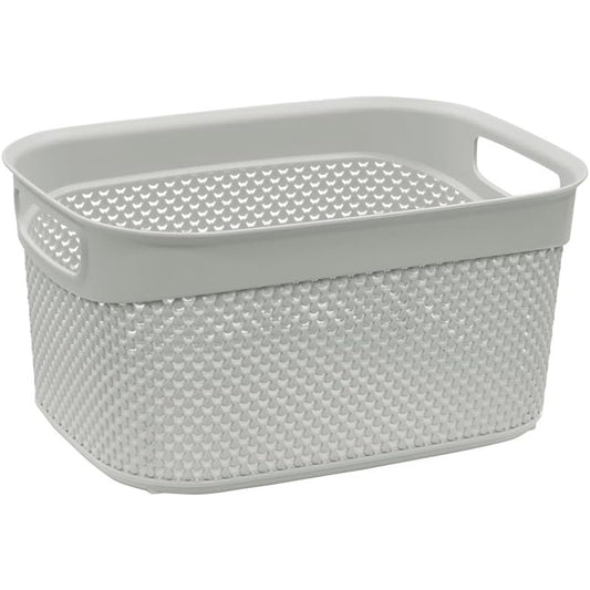 JVL Droplette Plastic Storage Basket, Ice Grey 9L