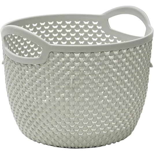 JVL Droplette Design Plastic Round Storage Basket Grey 16 x 19cm / 3.3L