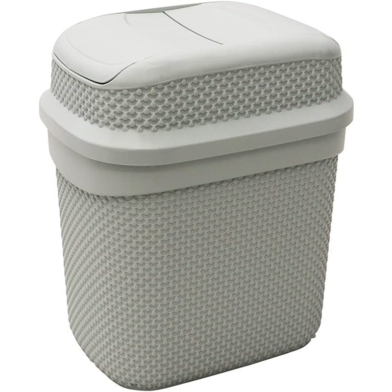 JVL Droplette Design Plastic Lidded Bin, 11L, 34 x 29 x 22cm approx.