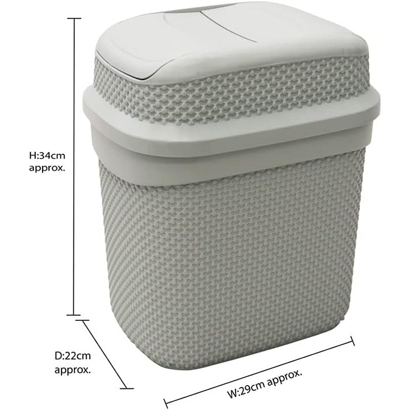 JVL Droplette Design Plastic Lidded Bin, 11L, 34 x 29 x 22cm approx.