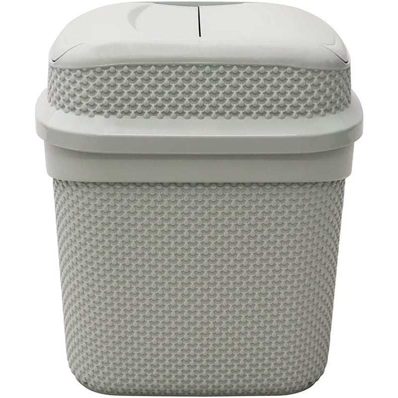 JVL Droplette Design Plastic Lidded Bin, 11L, 34 x 29 x 22cm approx.