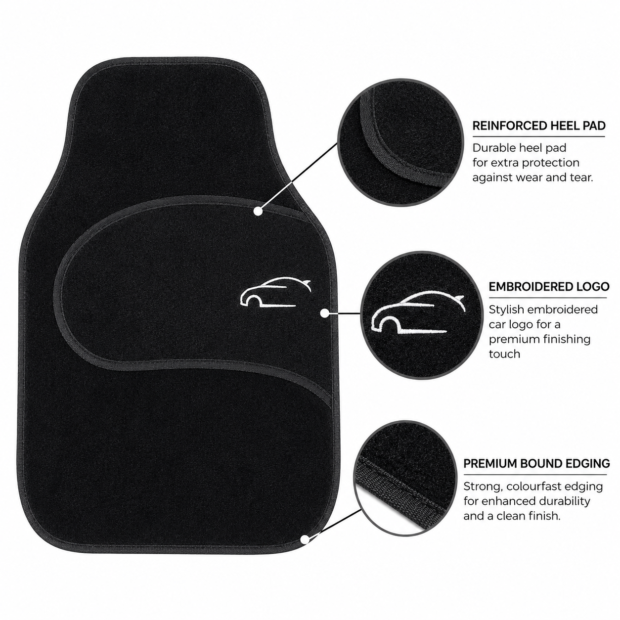 Calibre Car Mat Set 59x42cm 4pc carpet & rubber