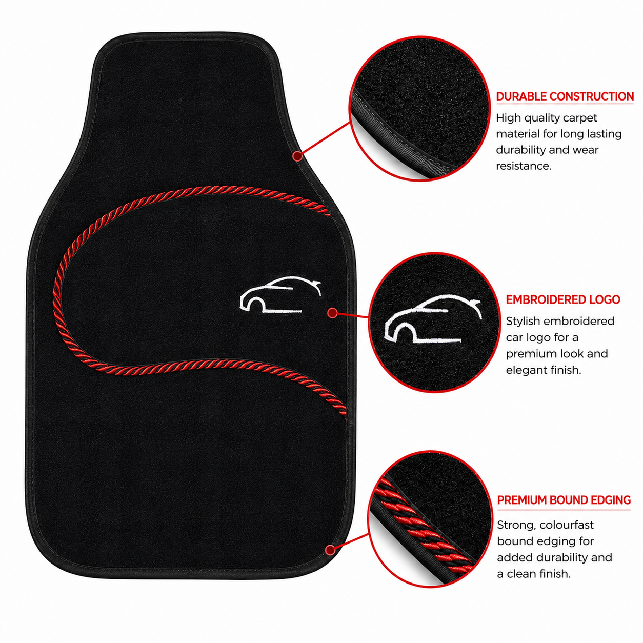 Calibre Car Mat Set 59x42cm 4pc carpet & rubber