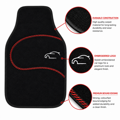 Calibre Car Mat Set 59x42cm 4pc carpet & rubber