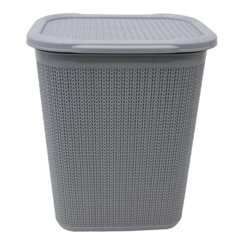 JVL Loop Laundry Basket Plastic Rectangular Lidded - 50 Litres
