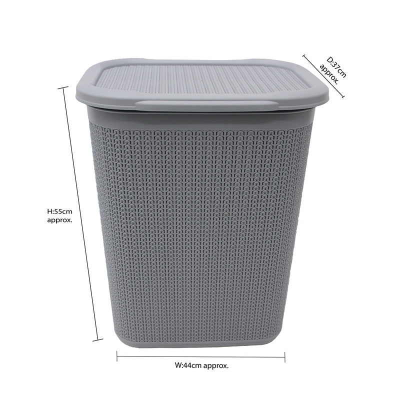 JVL Loop Laundry Basket Plastic Rectangular Lidded - 50 Litres
