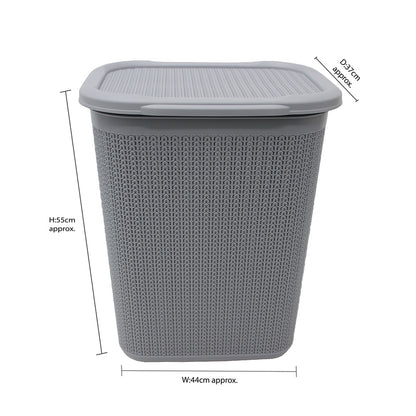JVL Loop Laundry Basket Plastic Rectangular Lidded - 50 Litres