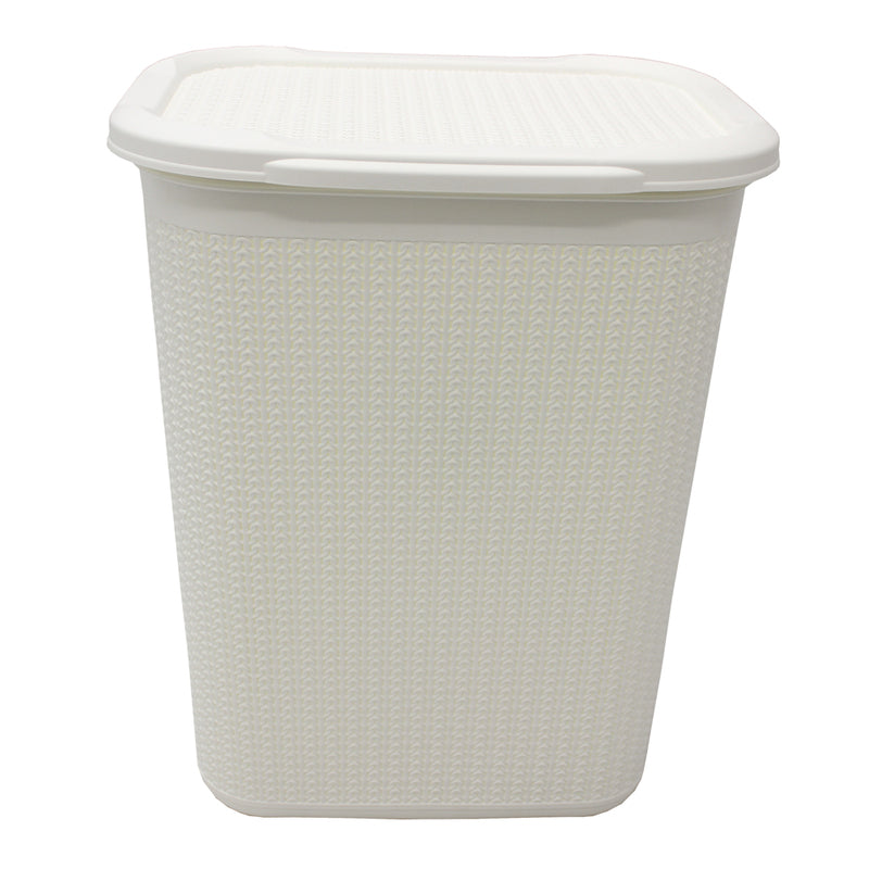 JVL Loop Laundry Basket Plastic Rectangular Lidded - 50 Litres