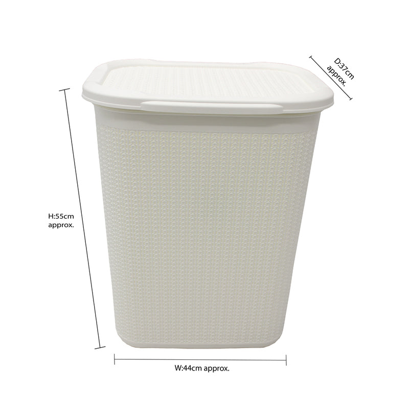 JVL Loop Laundry Basket Plastic Rectangular Lidded - 50 Litres