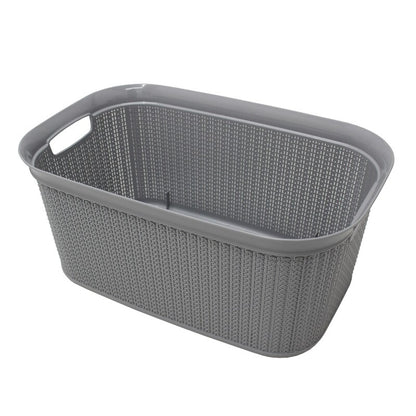 JVL Knit Design Loop, Plastic, Rectangular, Linen Laundry Basket with Handles, 38 Litre