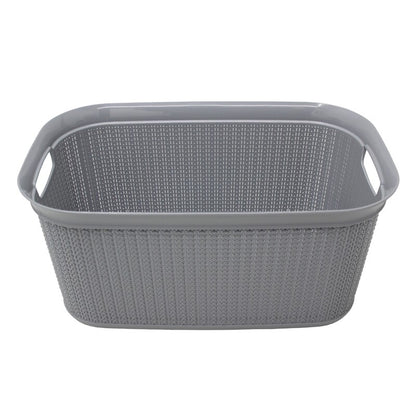 JVL Knit Design Loop, Plastic, Rectangular, Linen Laundry Basket with Handles, 38 Litre