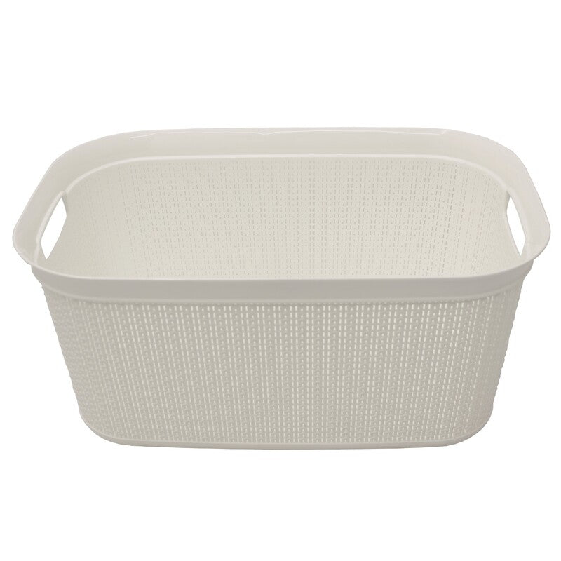 JVL Knit Design Loop, Plastic, Rectangular, Linen Laundry Basket with Handles, 38 Litre