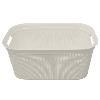 JVL Knit Design Loop, Plastic, Rectangular, Linen Laundry Basket with Handles, 38 Litre