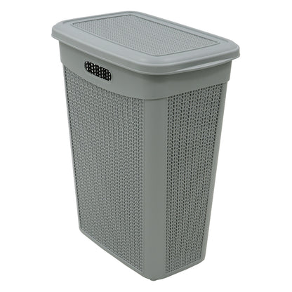JVL 43L Knit Design Slim Laundry Basket, H:55 x W:46 x D:29cm Approx