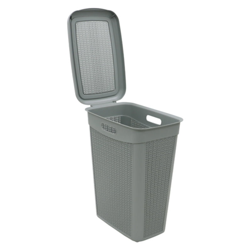 JVL 43L Knit Design Slim Laundry Basket, H:55 x W:46 x D:29cm Approx