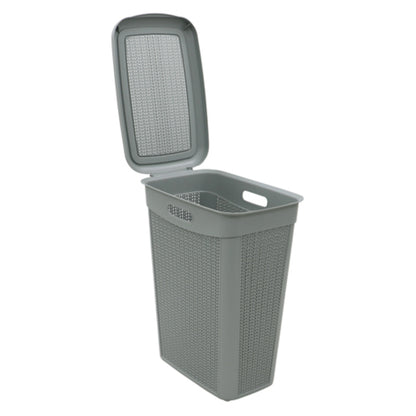 JVL 43L Knit Design Slim Laundry Basket, H:55 x W:46 x D:29cm Approx