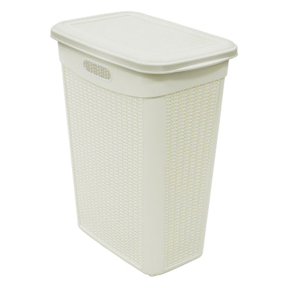 JVL 43L Knit Design Slim Laundry Basket, H:55 x W:46 x D:29cm Approx