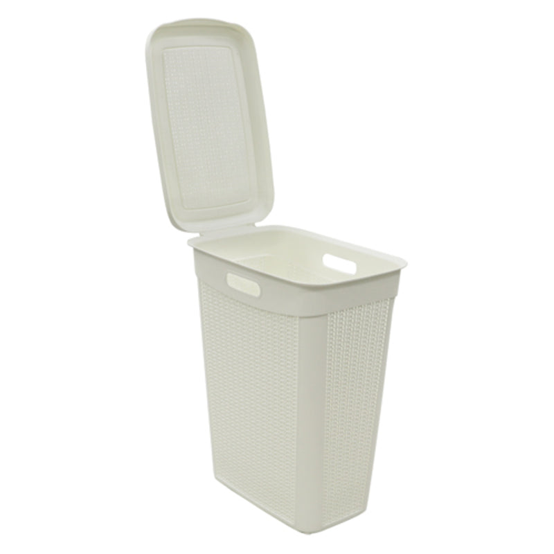 JVL 43L Knit Design Slim Laundry Basket, H:55 x W:46 x D:29cm Approx