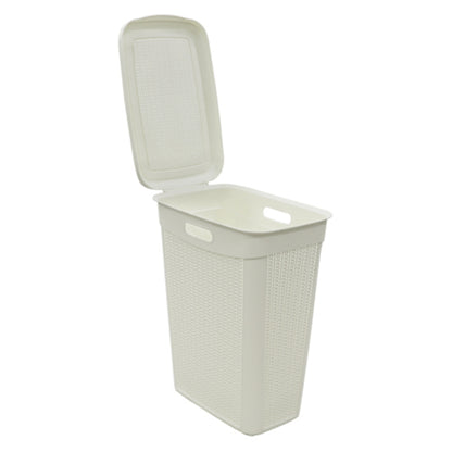 JVL 43L Knit Design Slim Laundry Basket, H:55 x W:46 x D:29cm Approx