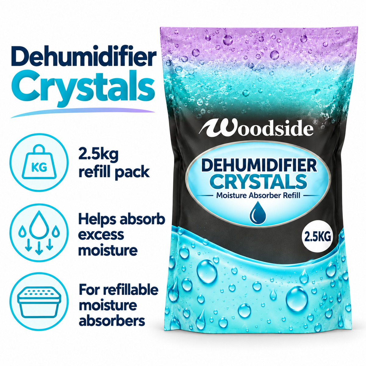 Moisture Absorber Trap Dehumidifier refill Crystals 2.5kg