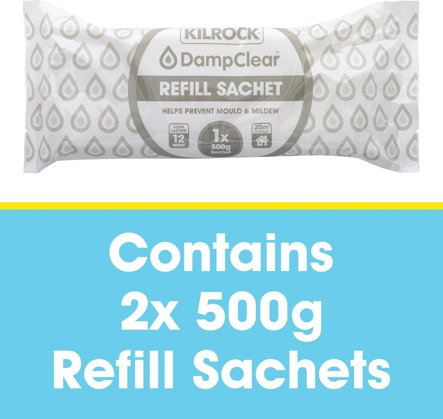 Kilrock Damp Clear Moisture Trap - 2X 500g Sachets