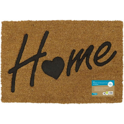 JVL Rubber Embossed PVC Backed Coir Doormat, 40x60cm
