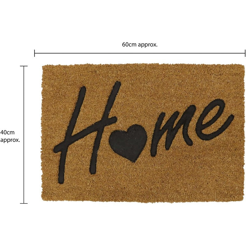 JVL Rubber Embossed PVC Backed Coir Doormat, 40x60cm