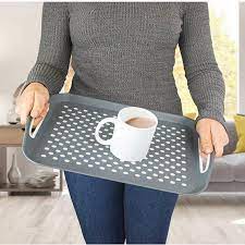 Anti Non Slip Plastic Food Tray Rubber Grip Surface Serving Lap Dinner